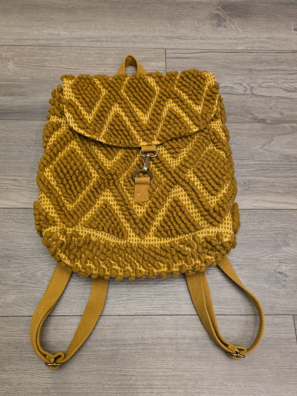 Panache Mustard Yellow Woven Macramé Backpack